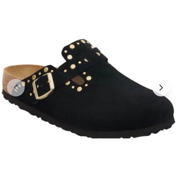 Birkenstock Boston Rivets Suede Leather Clog Black Size 37 EU New In Box - Picture 13 of 16